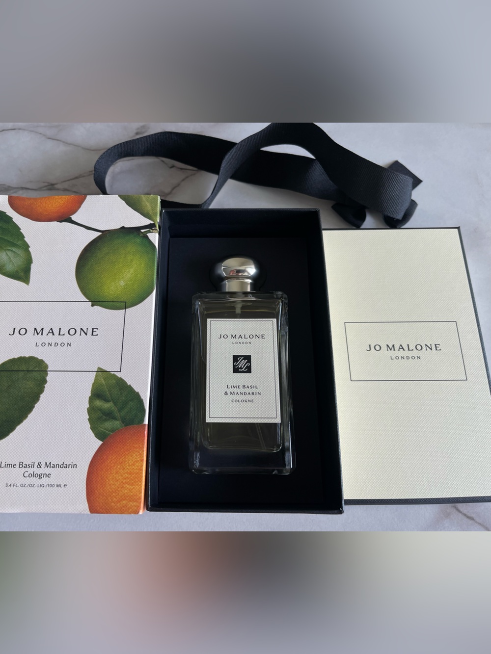 Jo Malone Lime Basil & Mandarin Cologne Bottle — Yellow & Silver Accents